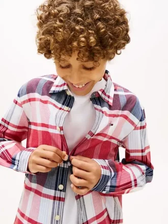 Geruit stretch Oxford-overhemd voor kinderen