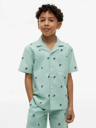 Gestreepte camp-shirt met monogramlogo voor kinderen