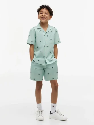 Gestreepte camp-shirt met monogramlogo voor kinderen
