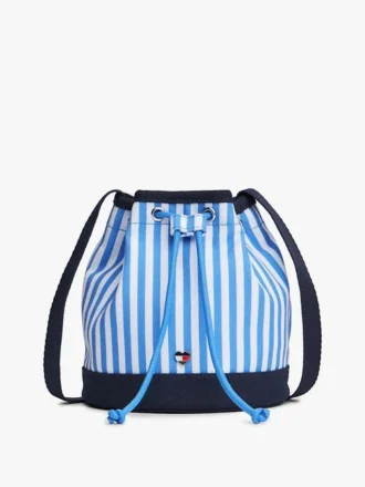 Gestreepte canvas bucketbag voor kinderen