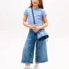Gestreepte canvas bucketbag voor kinderen