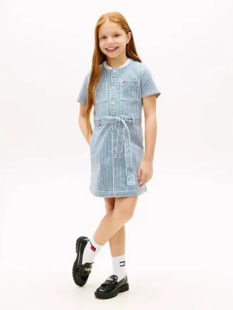 Gestreepte denimjurk voor kinderen