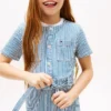 Gestreepte denimjurk voor kinderen