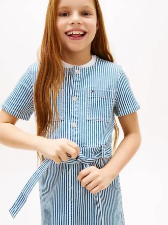 Gestreepte denimjurk voor kinderen