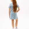 Gestreepte denimjurk voor kinderen