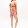 Gestreepte hoog uitgesneden cheeky bikinibroek Gestreepte hoog uitgesneden cheeky bikinibroek