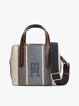 Gestreepte jacquard mini-satcheltas