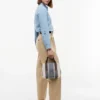 Gestreepte jacquard mini-satcheltas Gestreepte jacquard mini-satcheltas