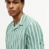 Gestreepte katoen-linnen mix kampshirt Gestreepte katoen-linnen mix kampshirt