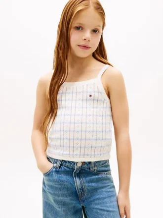 Gestreepte Pointelle-tanktop voor kinderen