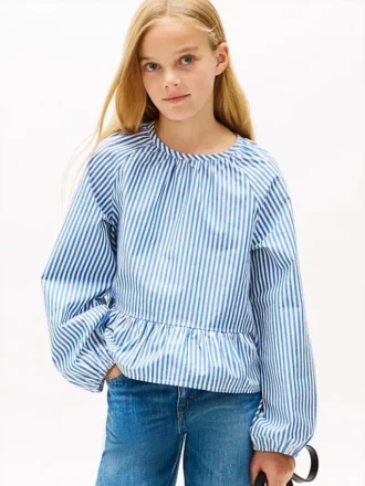 Gestreepte popelineblouse voor kinderen Gestreepte popelineblouse voor kinderen