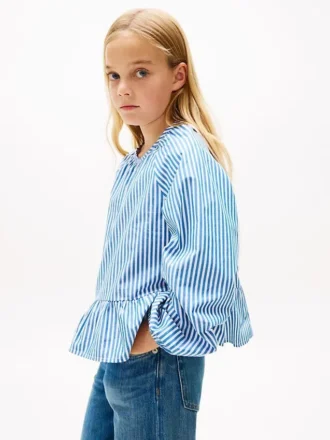 Gestreepte popelineblouse voor kinderen Gestreepte popelineblouse voor kinderen