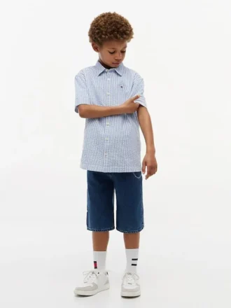 Gestreepte seersuckershirt voor kinderen