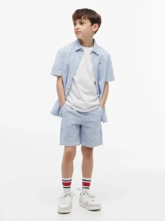 Gestreepte seersuckershort voor kinderen