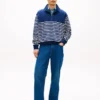 Gestreepte sweater met kwartrits