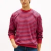 Gestreepte sweatshirt met ronde hals en badstof Gestreepte sweatshirt met ronde hals en badstof