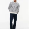 Gestreepte sweatshirt met ronde hals en badstof Gestreepte sweatshirt met ronde hals en badstof