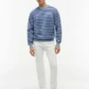 Gestreepte sweatshirt met ronde hals en badstof Gestreepte sweatshirt met ronde hals en badstof