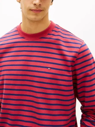 Gestreepte sweatshirt met ronde hals en badstof