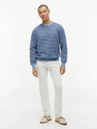 Gestreepte sweatshirt met ronde hals en badstof