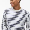 Gestreepte sweatshirt met ronde hals en badstof Gestreepte sweatshirt met ronde hals en badstof