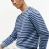 Gestreepte sweatshirt met ronde hals en badstof Gestreepte sweatshirt met ronde hals en badstof