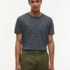 Gestreepte T-shirt met zak van linnenmix Gestreepte T-shirt met zak van linnenmix