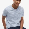 Gestreepte T-shirt met zak van linnenmix Gestreepte T-shirt met zak van linnenmix