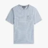 Gestreepte T-shirt met zak van linnenmix Gestreepte T-shirt met zak van linnenmix