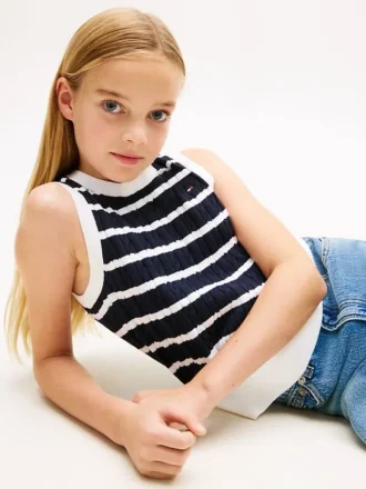 Gestreepte vest met kabelpatroon voor kinderen