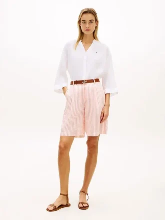 Gestreepte voile bermuda shorts