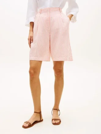 Gestreepte voile bermuda shorts