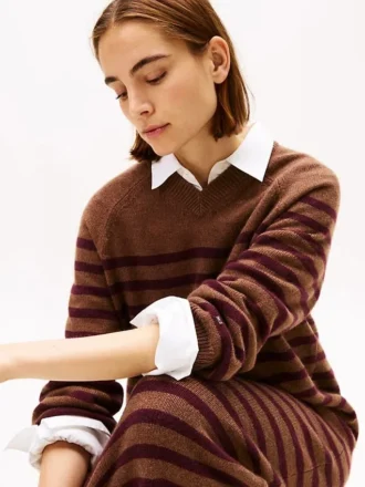 Gestreepte wol-kasjmier sweaterjurk Gestreepte wol-kasjmier sweaterjurk