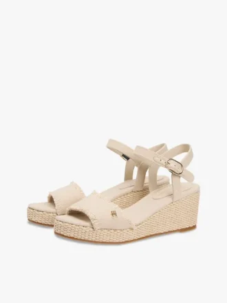 Geweven espadrille-sandaal met sleehak