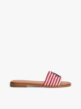 Geweven slippers met monogram en strepen