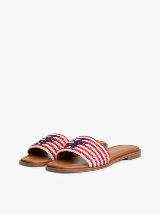 Geweven slippers met monogram en strepen