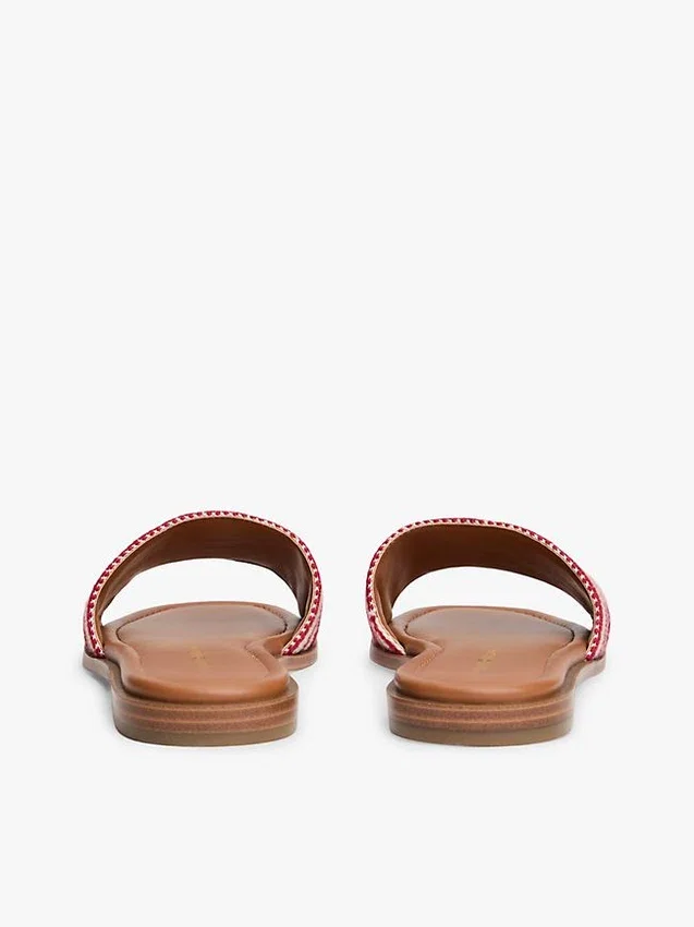 Geweven slippers met monogram en strepen Geweven slippers met monogram en strepen