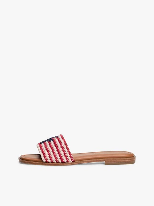 Geweven slippers met monogram en strepen Geweven slippers met monogram en strepen