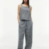 Gingham-broek van linnenmix Gingham-broek van linnenmix