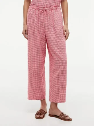 Gingham-broek van linnenmix