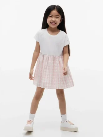 Gingham Seersucker-combinatiejurk voor kinderen