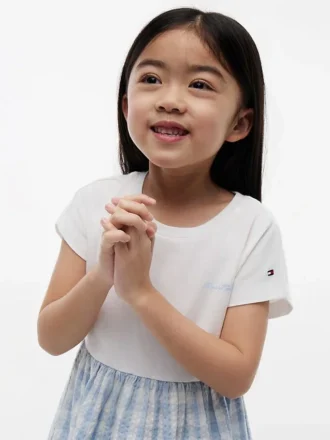 Gingham Seersucker-combinatiejurk voor kinderen