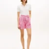 Gingham seersuckershort met riem Gingham seersuckershort met riem