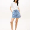 Gingham seersuckershort met riem Gingham seersuckershort met riem