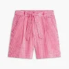 Gingham seersuckershort met riem Gingham seersuckershort met riem