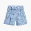 Gingham seersuckershort met riem Gingham seersuckershort met riem