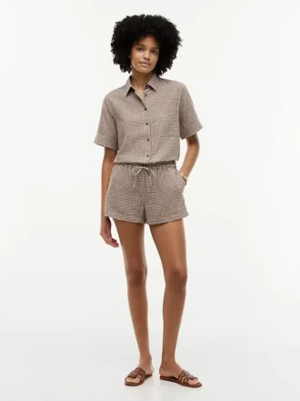 Gingham-short van linnenmix Gingham-short van linnenmix