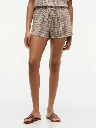 Gingham-short van linnenmix Gingham-short van linnenmix