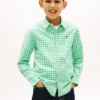 Gingham stretch Oxford-overhemd voor kinderen Gingham stretch Oxford-overhemd voor kinderen