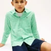 Gingham stretch Oxford-overhemd voor kinderen Gingham stretch Oxford-overhemd voor kinderen